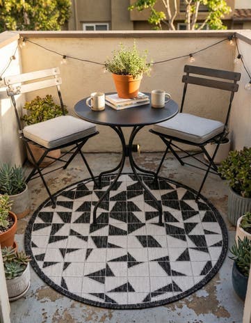 3' x 3' Easy-Clean Modern Indoor / Outdoor Round Rug