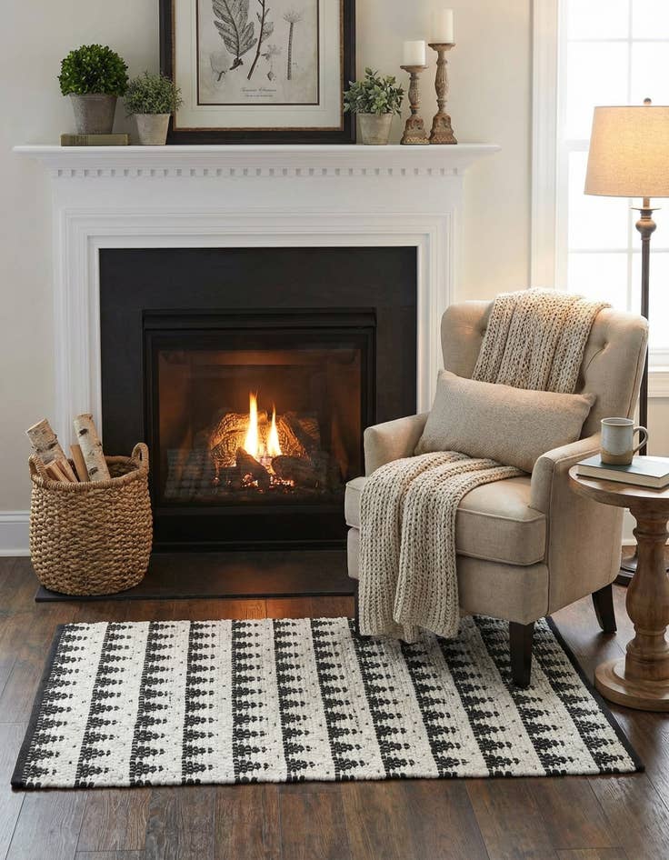 Detail image of  2' 2 x 3' 7  Hand Woven Chindi Jute Hearth Rug