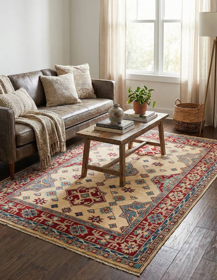 Detail image of 4' 1 x 6'  Hand Knotted Kazak Rug