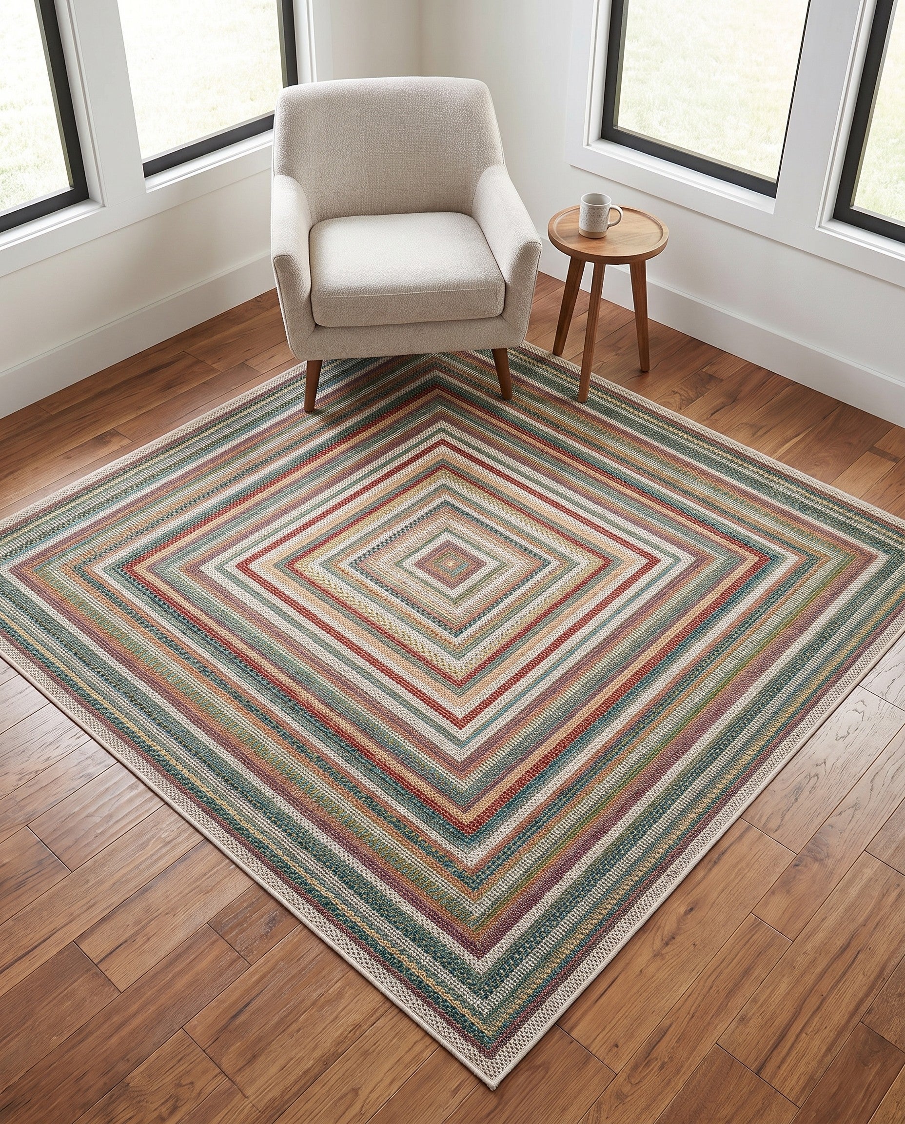 5' 3 x 5' 3 Easy-Clean Baja Indoor / Outdoor Square Rug