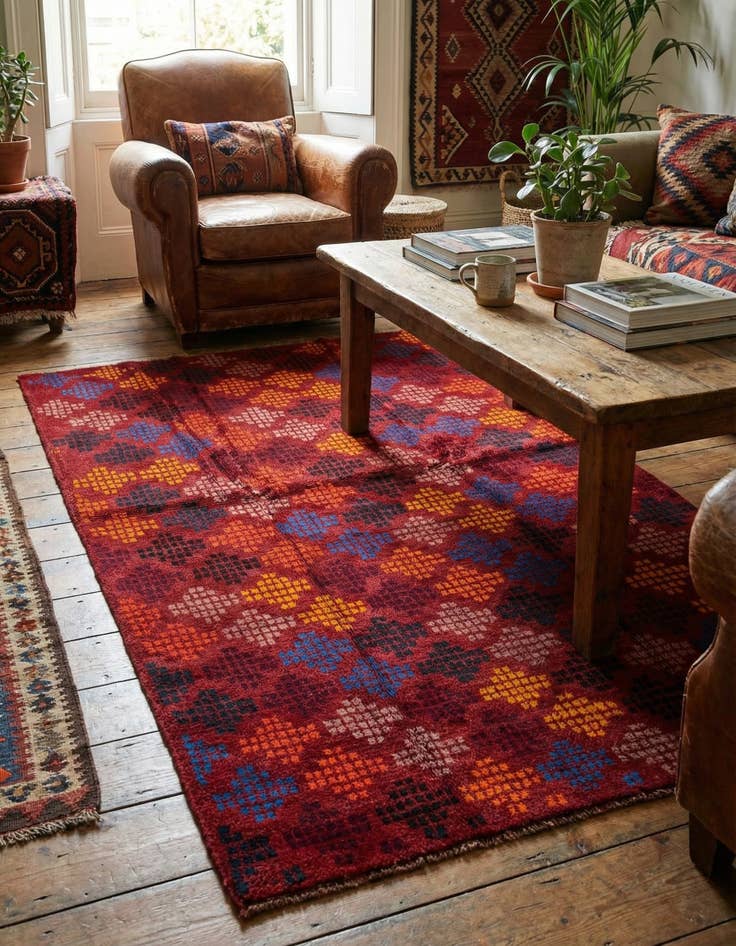 Detail image of  3' 10 x 6'  Hand Knotted Balouch Wool Rug