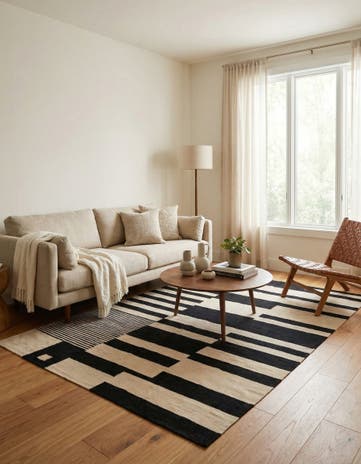 4' 7 x 6' 6 Hand Woven Kilim Modern Wool Rug
