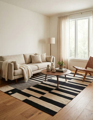 4' 7 x 6' 6 Hand Woven Kilim Modern Wool Rug