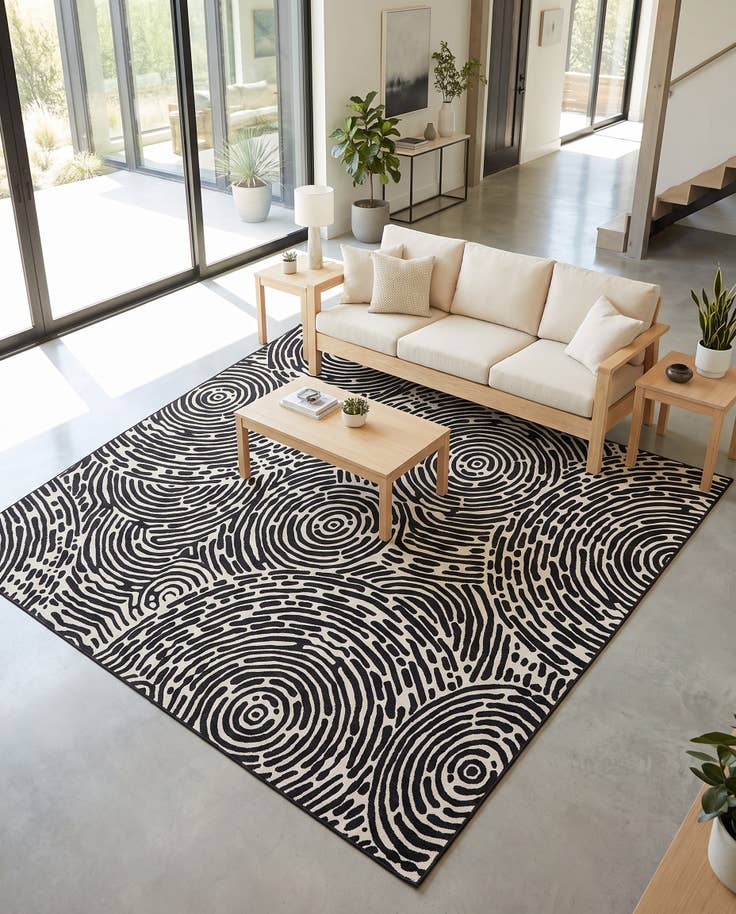 Detail image of 10' x 10' Easy-Clean Modern Indoor / Outdoor Square Rug