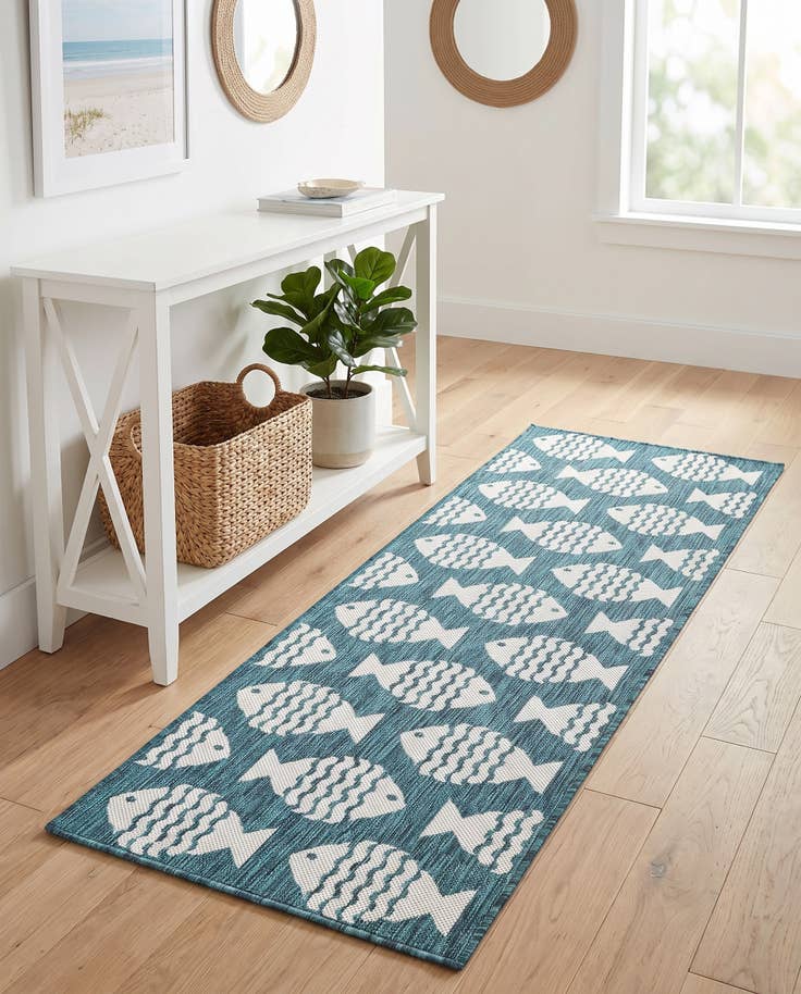 Detail image of 2' x 6' 1 Easy-Clean Coastal Indoor / Outdoor Runner Rug