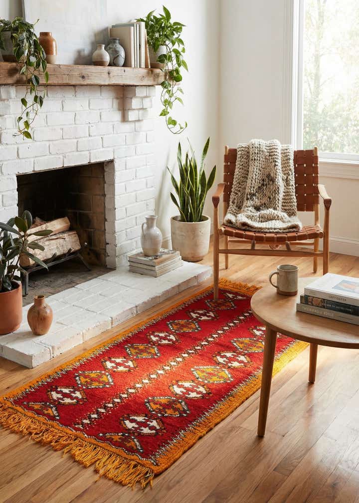 2' 5 x 5' 6 Hand Knotted Moroccan Wool Runner Rug