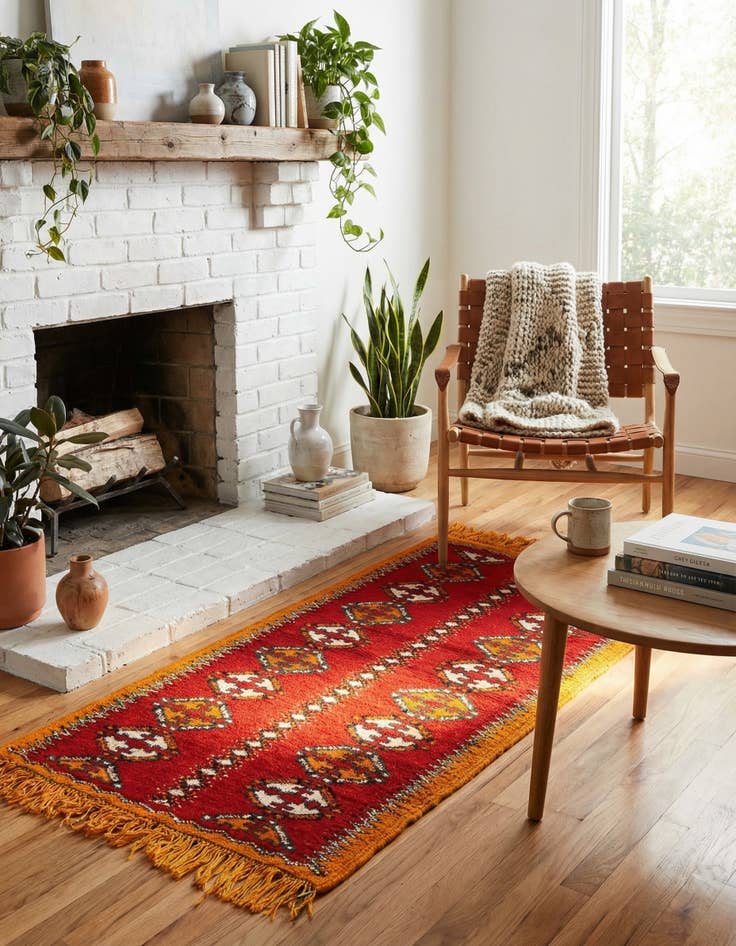 Detail image of 2' 5 x 5' 6 Hand Knotted Moroccan Wool Runner Rug