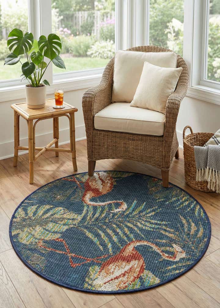 3' 3 x 3' 3 Easy-Clean Baja Indoor / Outdoor Round Rug
