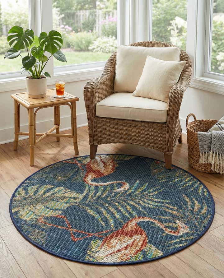 3' 3 x 3' 3 Easy-Clean Baja Indoor / Outdoor Round Rug