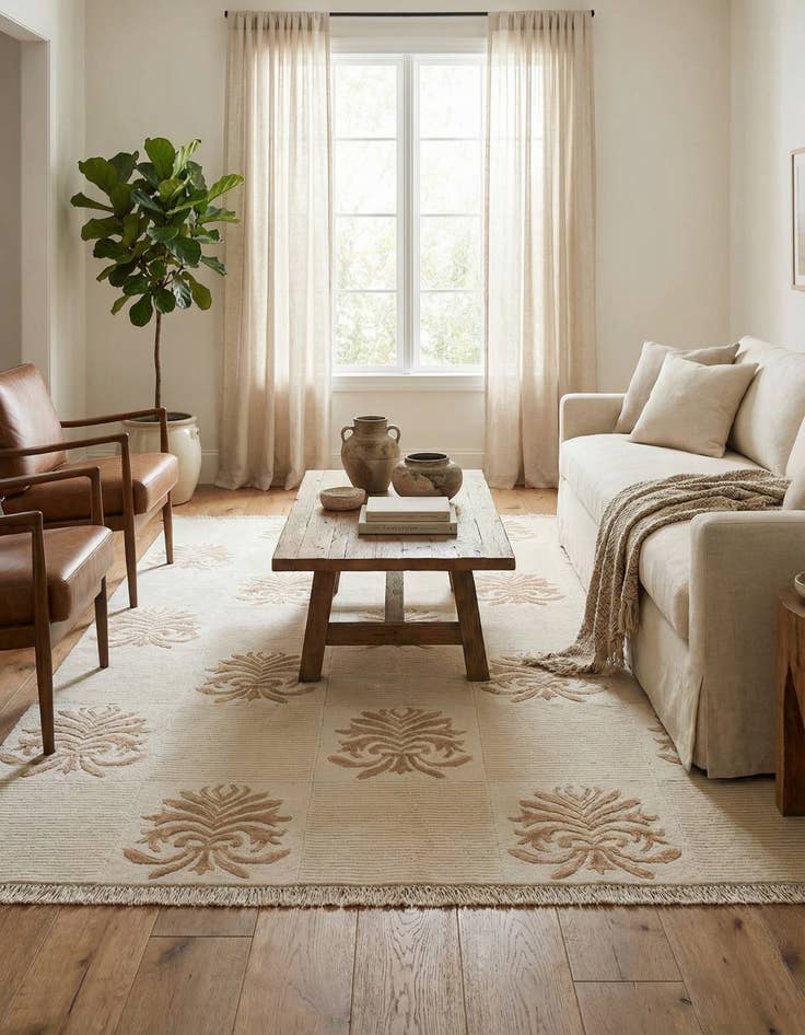 Detail image of  5' x 6' 4  Hand Knotted Darya Wool Rug