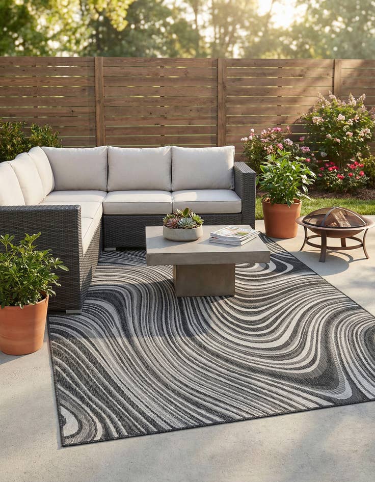 Detail image of  6' x 9'  Washable Modern Indoor / Outdoor Rug