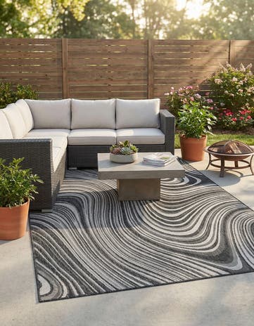6' x 9' Easy-Clean Modern Indoor / Outdoor Rug