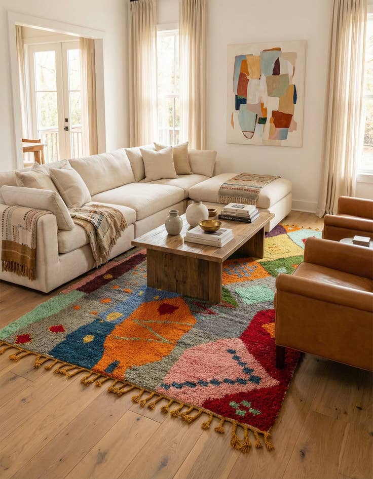 Detail image of 6' 2 x 10'  Hand Knotted Moroccan Wool Rug