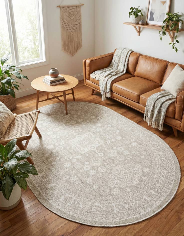 Detail image of 5' 3 x 8'  Washable Aztec Indoor / Outdoor Oval Rug