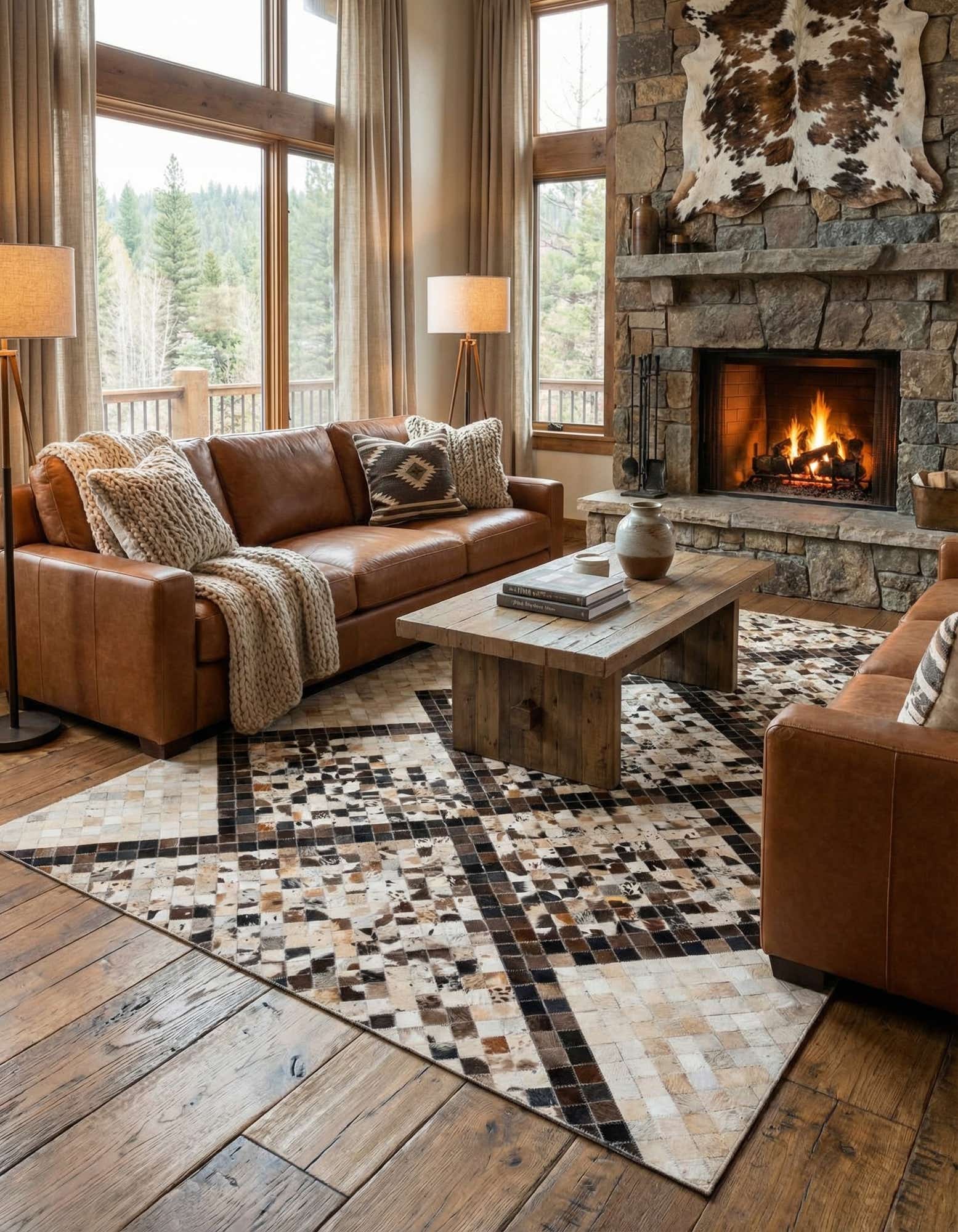5' x 7' 11 Cowhide Stocks Rug