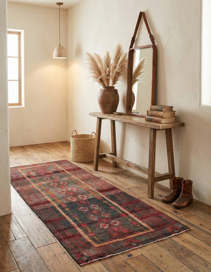 Detail image of 2' 4 x 4' 9  Hand Knotted Ultra Vintage Persian Wool Runner Rug