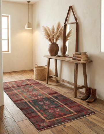 2' 4 x 4' 9 Hand Knotted Ultra Vintage Persian Wool Runner Rug