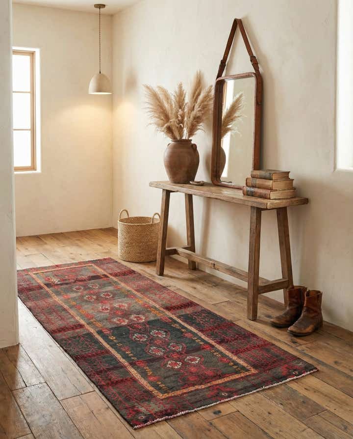 2' 4 x 4' 9 Hand Knotted Ultra Vintage Persian Wool Runner Rug