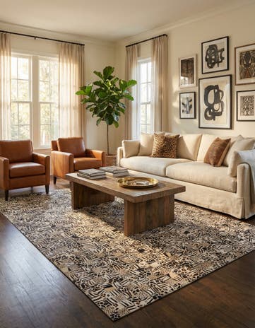 5' 1 x 8' Cowhide Leather Rug
