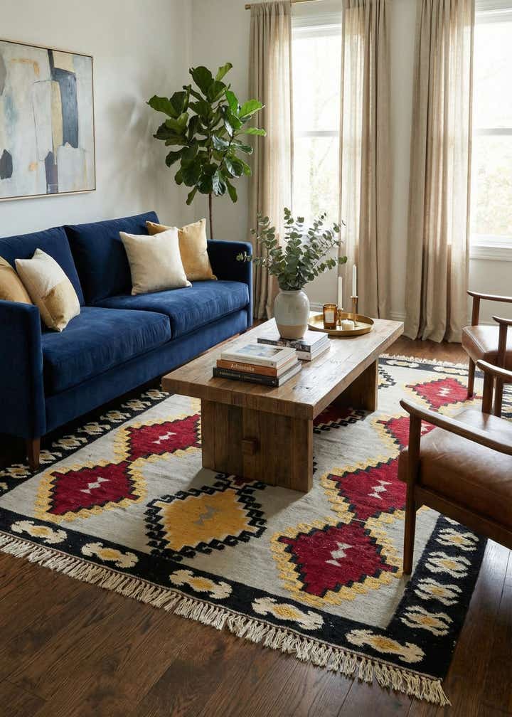8' x 10' 4 Hand Knotted Darya Wool Rug