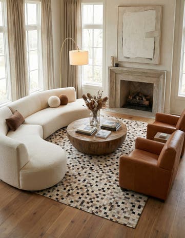 7' 11 x 9' 10 Cowhide Stocks Rug