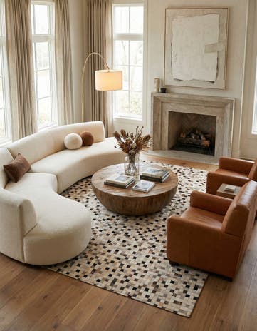 7' 11 x 9' 10 Cowhide Stocks Rug