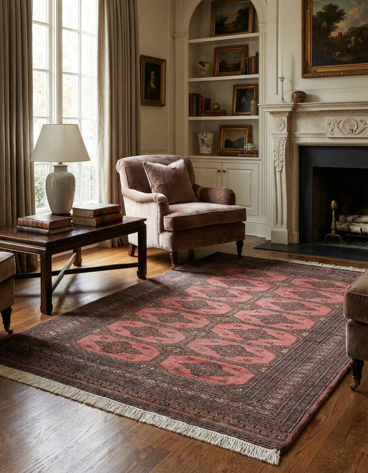 Detail image of 4' 3 x 6' 4  Hand Knotted Bokhara Oriental Wool Rug