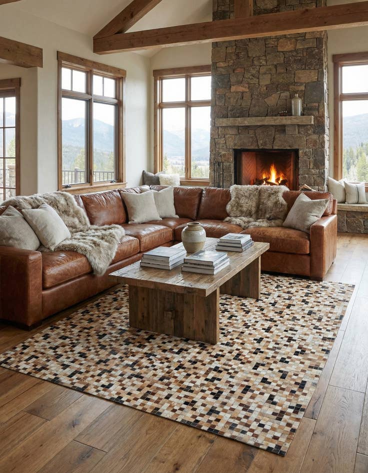 Detail image of  8' x 9' 10 Cowhide Leather Rug