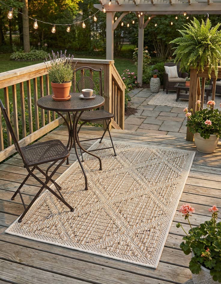 Detail image of  2' x 3' 1  Washable Lattice Indoor / Outdoor Rug