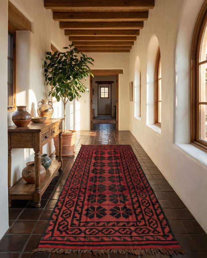 5' 7 x 13' 4 Hand Woven Kilim Fars Wool Runner Rug