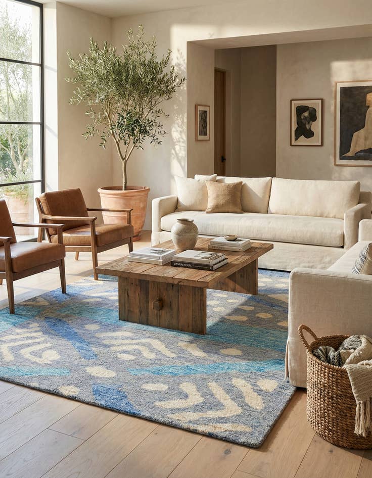 Detail image of 5' 6 x 8'  Hand Knotted Moroccan Wool Rug