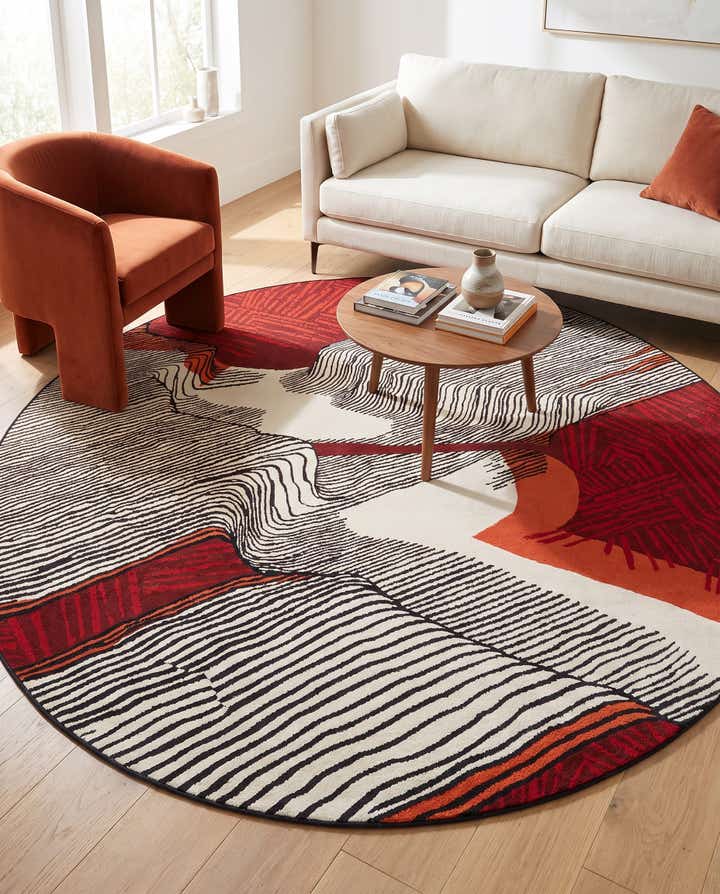 8' x 8' Easy-Clean Modern Indoor / Outdoor Round Rug