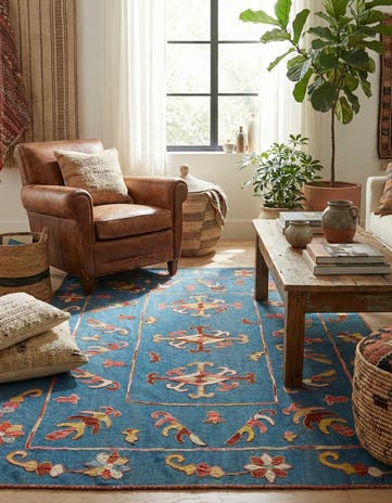 5' x 6' 9 Hand Woven Kilim Suzani Wool Rug