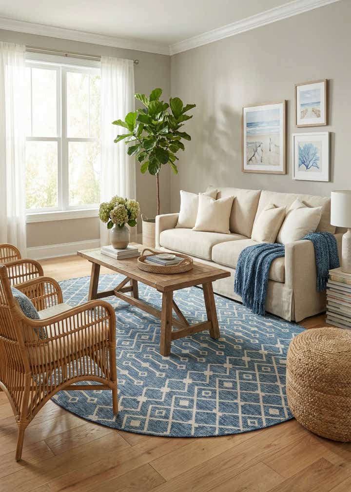 7' 10 x 10' Easy-Clean Trellis Indoor / Outdoor Oval Rug
