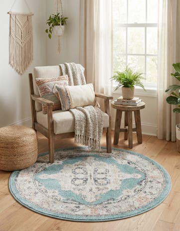 Aqua Parker Round Rug