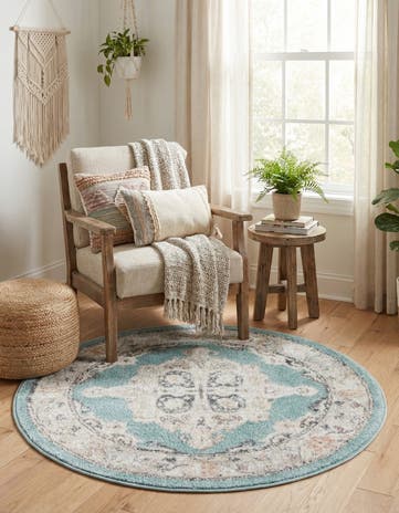 Aqua Parker Round Rug