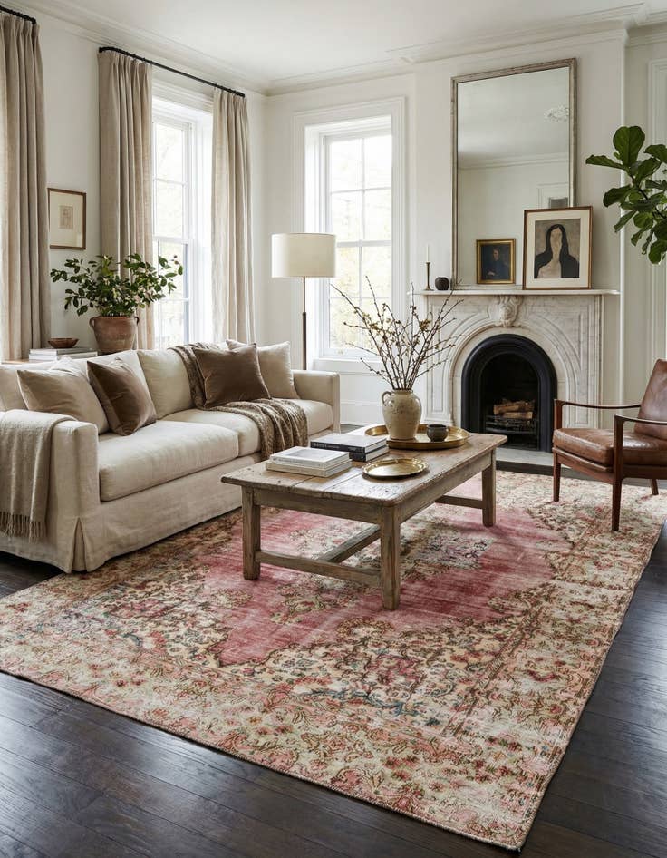 Detail image of  6' 10 x 8' 3  Hand Knotted Ultra Vintage Persian Wool Rug