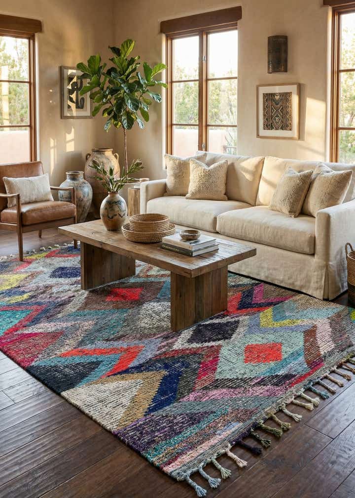 8' 1 x 10' 6 Hand Knotted Moroccan Wool Rug