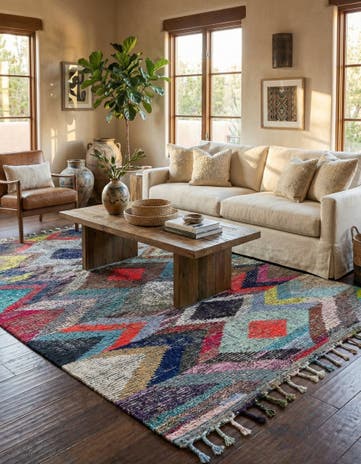 8' 1 x 10' 6 Hand Knotted Moroccan Wool Rug