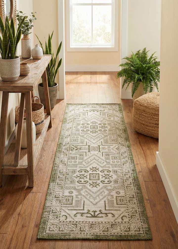 2' x 6' Easy-Clean Aztec Indoor / Outdoor Runner Rug