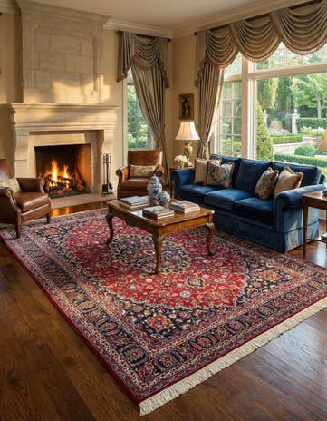 8' x 11' 2 Hand Knotted Mashad Persian Wool Rug