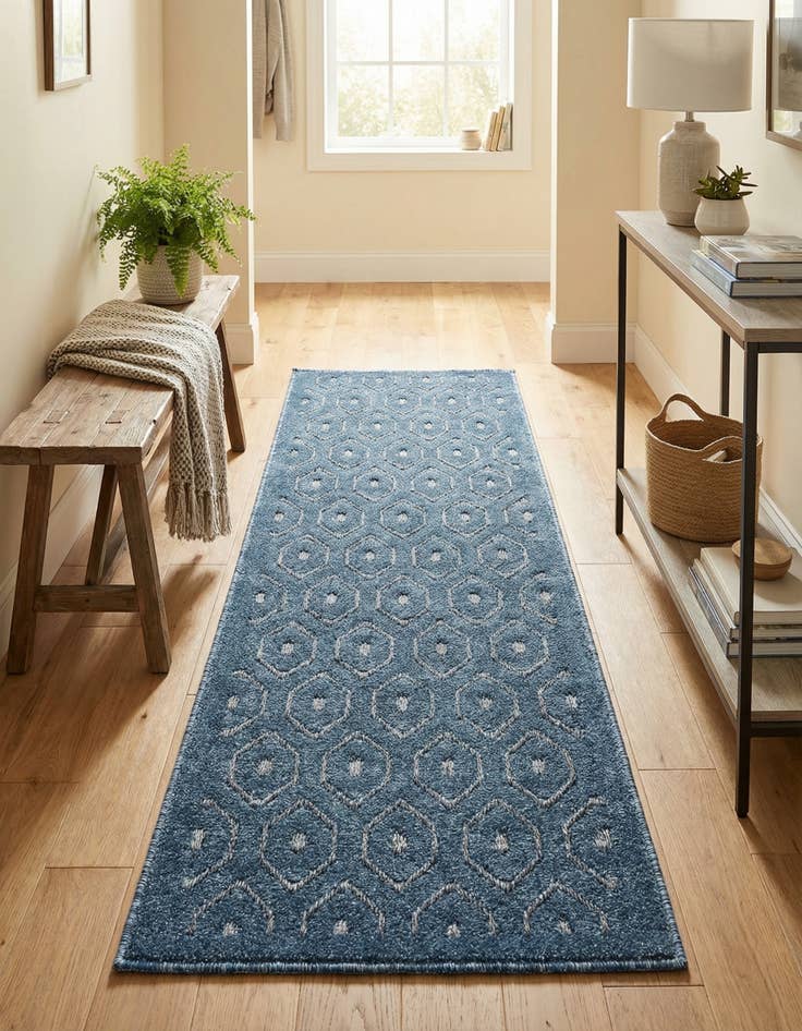 Detail image of  2' x 6'  Washable Trellis Textured Indoor / Outdoor Runner Rug