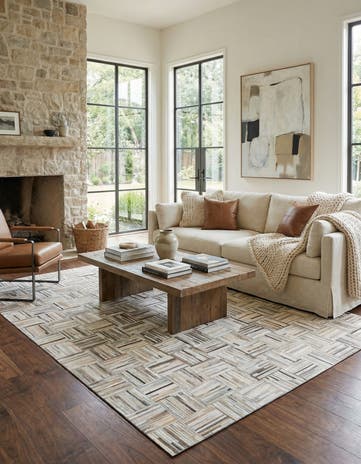5' x 7' 10 Cowhide Leather Rug
