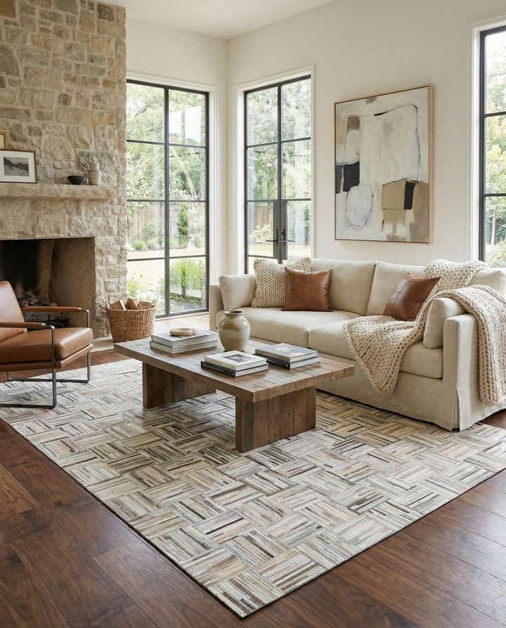 5' x 7' 10 Cowhide Leather Rug