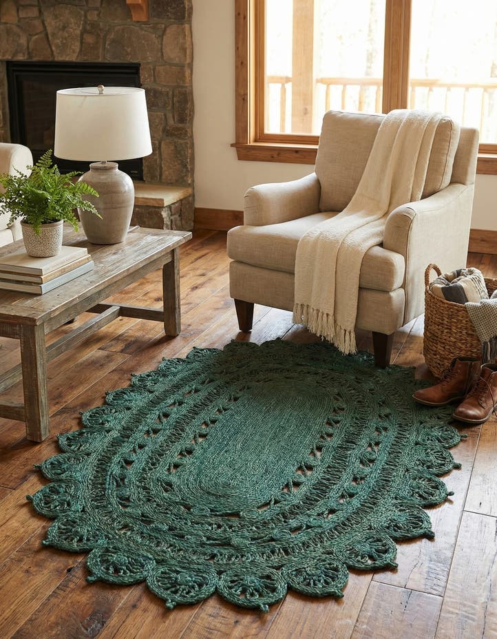 4' 1 x 6' 1 Handmade Braided Jute Oval Rug