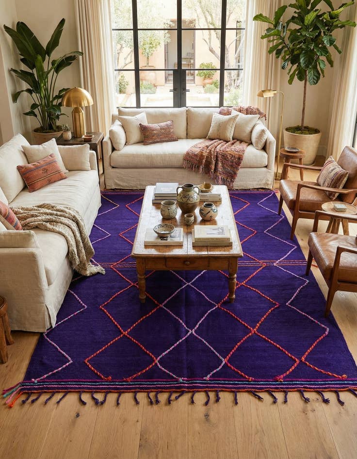 Detail image of  6' 7 x 10'  Hand Knotted Moroccan Wool Rug