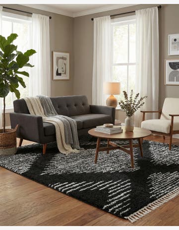 Black and White Serenity Shag Rug