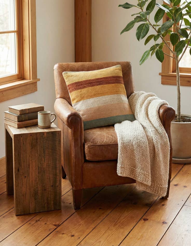 Detail image of 1' 5 x 1' 7  Hand Woven Pillow Wool Square Rug