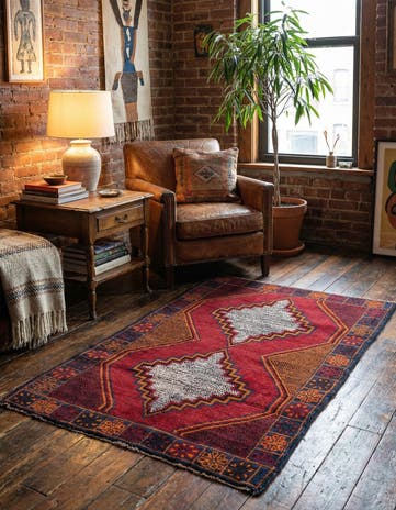 3' x 4' 10 Hand Knotted Balouch Persian Wool Rug