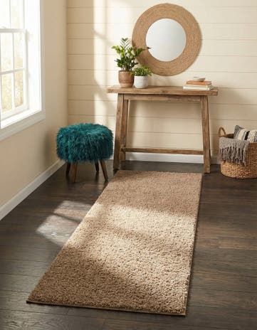 2' x 6' 9 Solid Shag Runner Rug